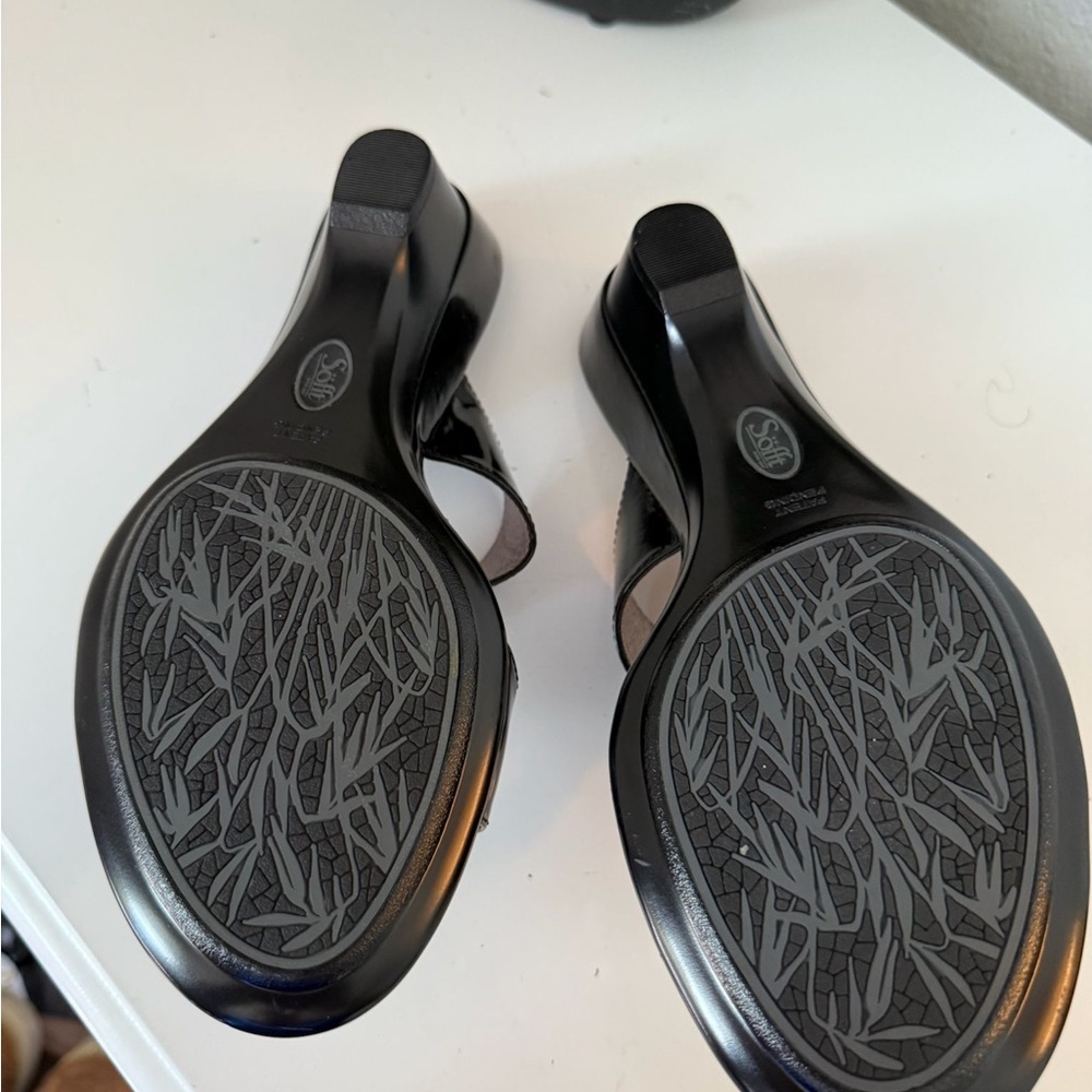Soft Black Sandals with Gold Accents - Picture 2 of 6